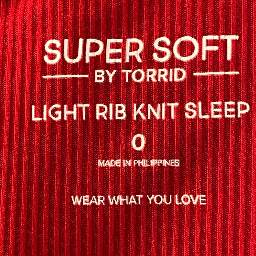 Torrid Red Super Soft Rib V-Neck Lace Long Sleeve Sleep Tee Size M SKU0575 - Picture 7 of 8